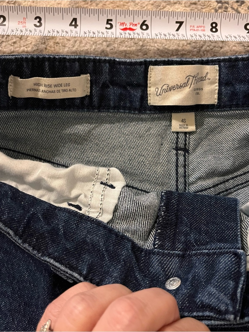 Dark Wash Frayed Hem Wide Leg Jeans 4 Short Women Jeans - Picture 6 of 10